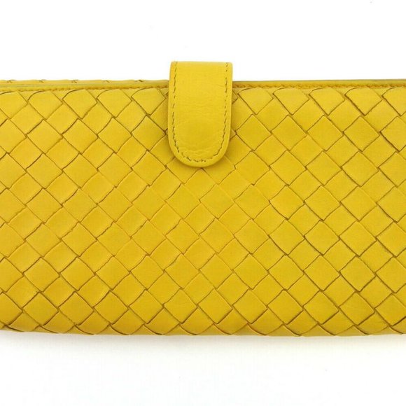 BOTTEGA VENETA Long Wallet Intrechard Leather Authentic Used - Picture 1 of 8